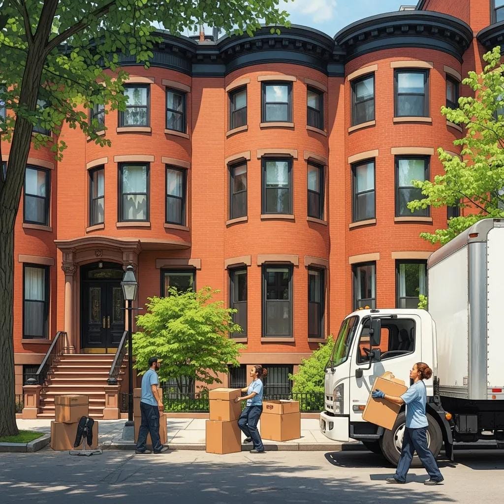 Boston residential street representing local moving and relocation services