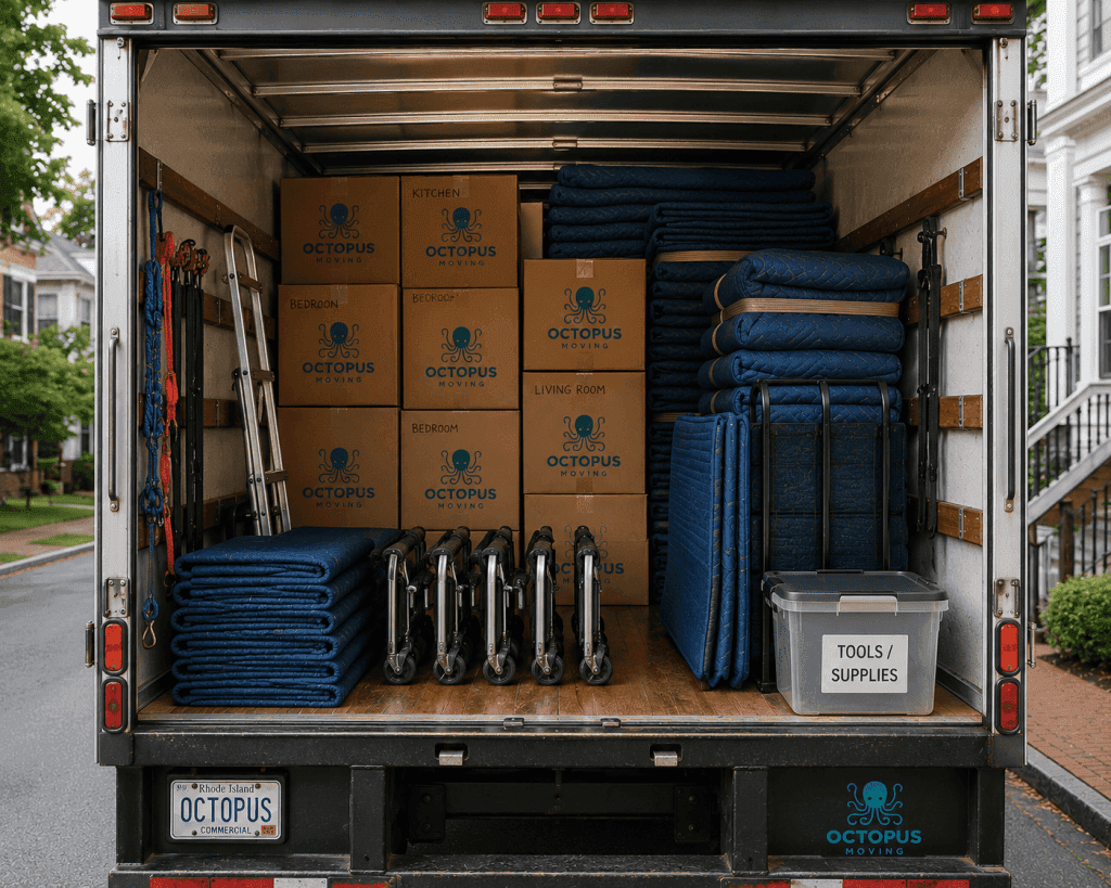 Organized moving truck prepared for a fast local move