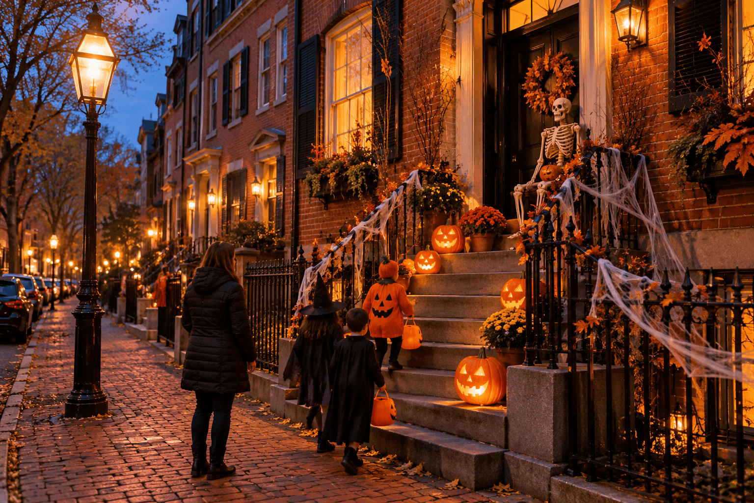 beacon hill halloween brownstone stoop