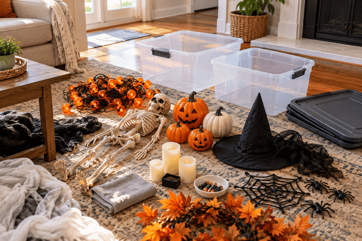 storing halloween decorations sorting
